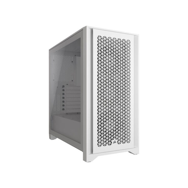 Corsair 4000D RGB airflow Mid-Tower ATX computer case front view white color
