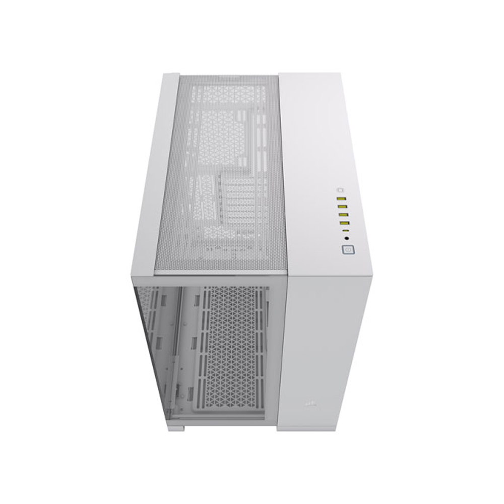 corsair-6500x-computer-case-above Corsair 6500X Mid-Tower ATX Dual-Chamber computer case above view white color