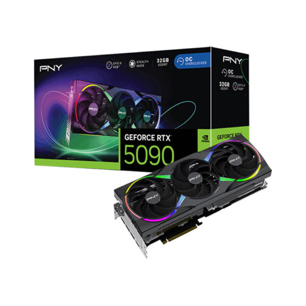 pny nvidia geforce rtx 5090 32gb gddr7 graphic card with box