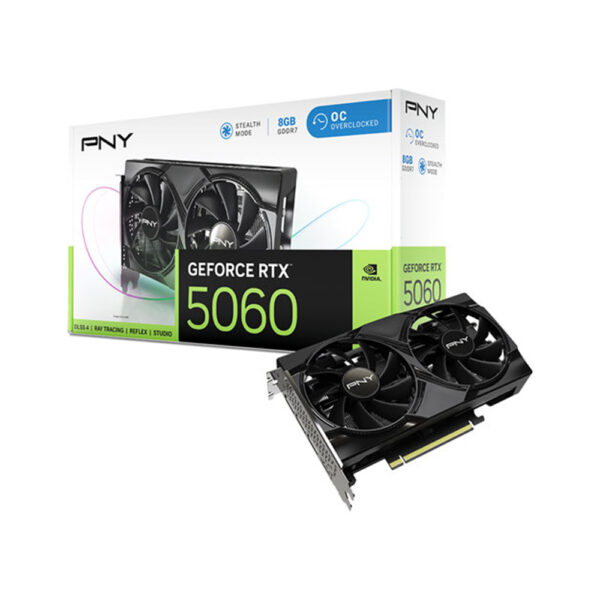 pny geforce rtx 5060 oc 8gb gddr7 graphic card with box