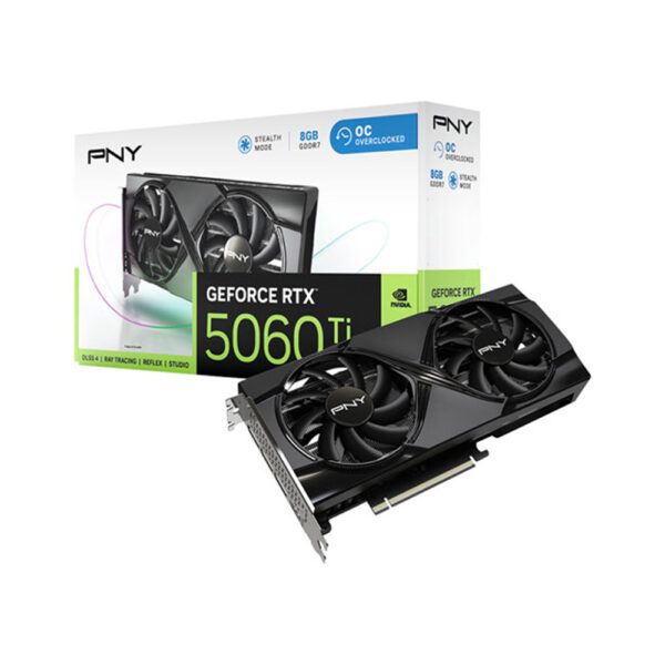 pny geforce rtx5060 ti oc dual-fan 8gb gddr7 graphic card with box