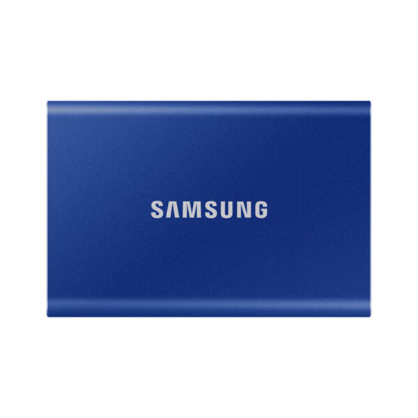 front view of samsung t7 2tb usb 3.2 blue external ssd