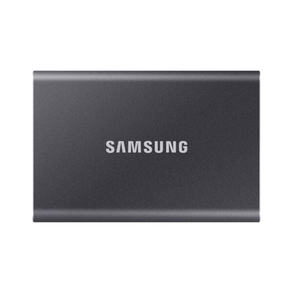 front view of samsung t7 2tb usb 3.2 grey external ssd