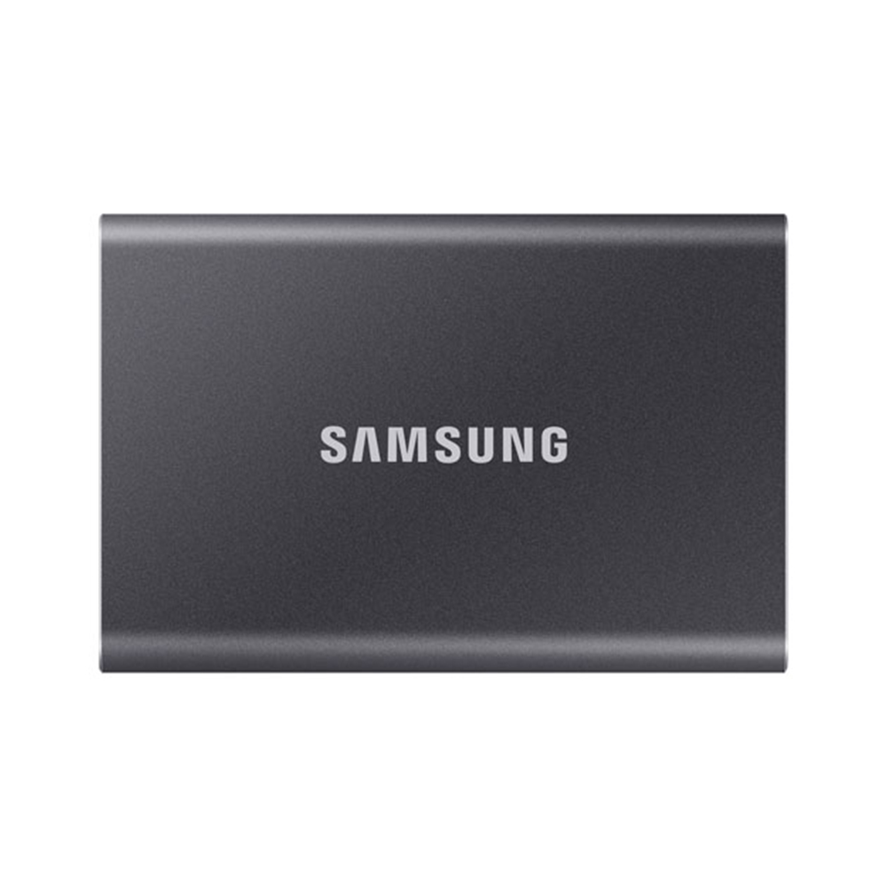 t7-2tb-usb-3.2-grey-samsung-external-ssd front view of samsung t7 2tb usb 3.2 grey external ssd