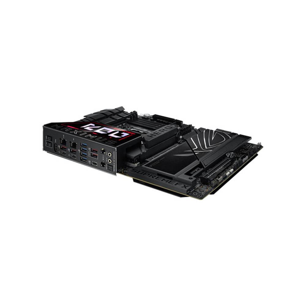 asus-rog-maximus-z890-hero-wi-fi-motherboard-port Asus ROG MAXIMUS Z890 HERO Wi-Fi motherboard port view