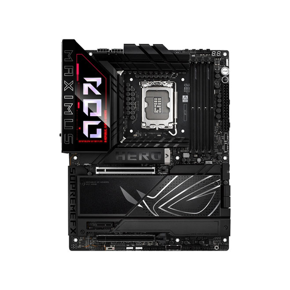 asus-rog-maximus-z890-hero-wi-fi-motherboard-up Asus ROG MAXIMUS Z890 HERO Wi-Fi motherboard up view