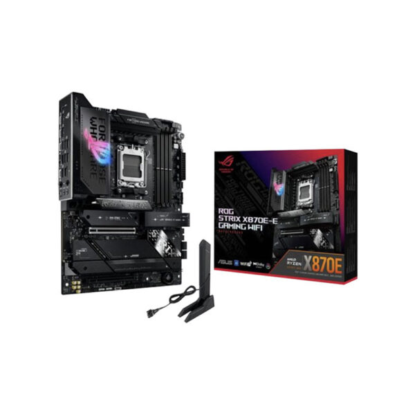 Asus ROG strix X870E-E gaming Wi-Fi 7 motherboard box and wireless