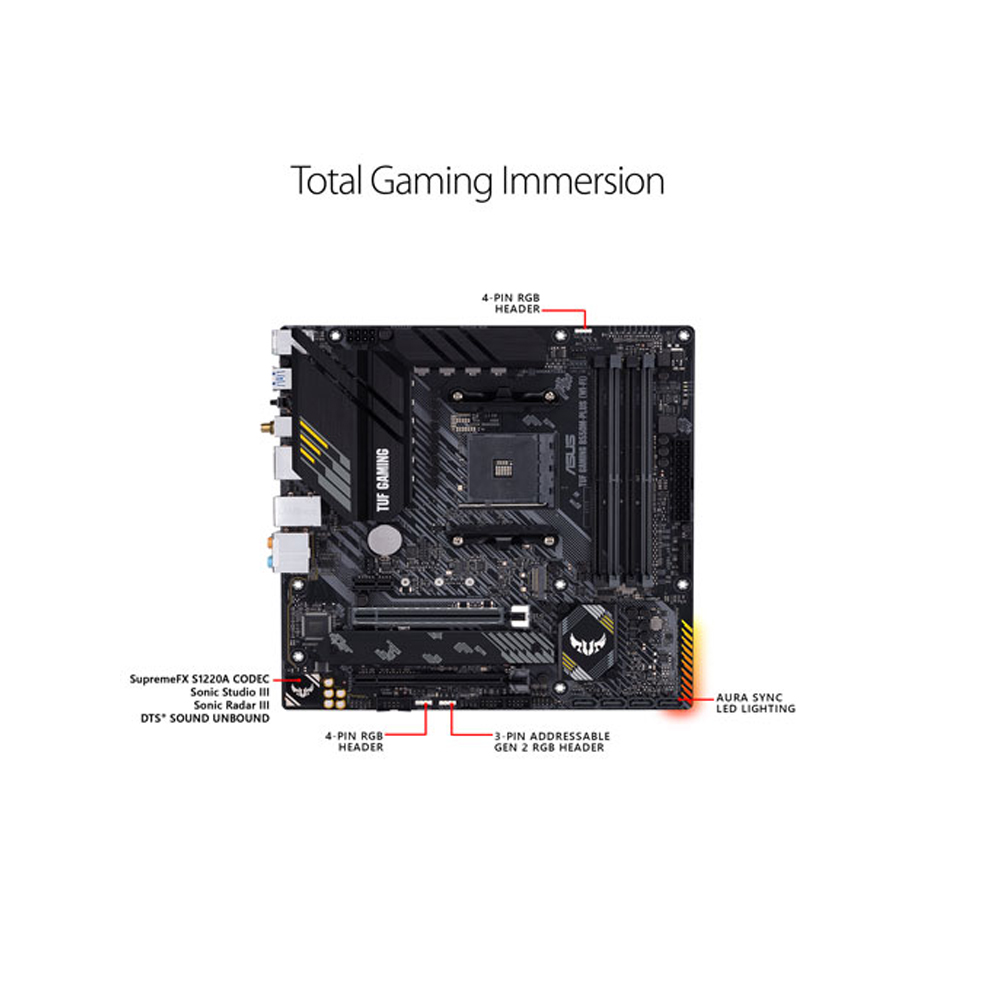 asus-tuf-gaming-b550-plus-wi-fi-motherboard Asus TUF gaming B550-plus Wi-Fi II ATX motherboard front view