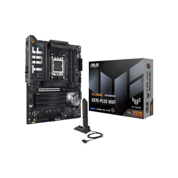 Asus TUF Gaming X870-plus Wi-Fi 7 motherboard box and wireless