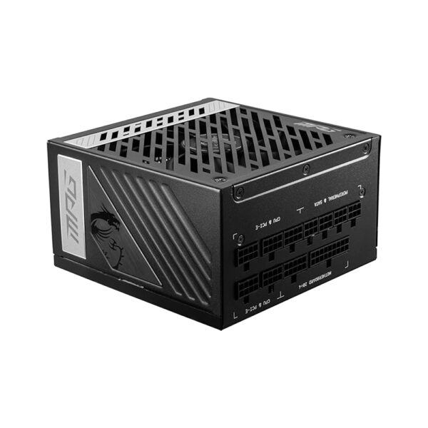 msi mpg a1000G pcie5 1000w modular gaming power supply side view