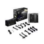 msi mpg a1000G pcie5 1000w modular gaming power supply with box and cables