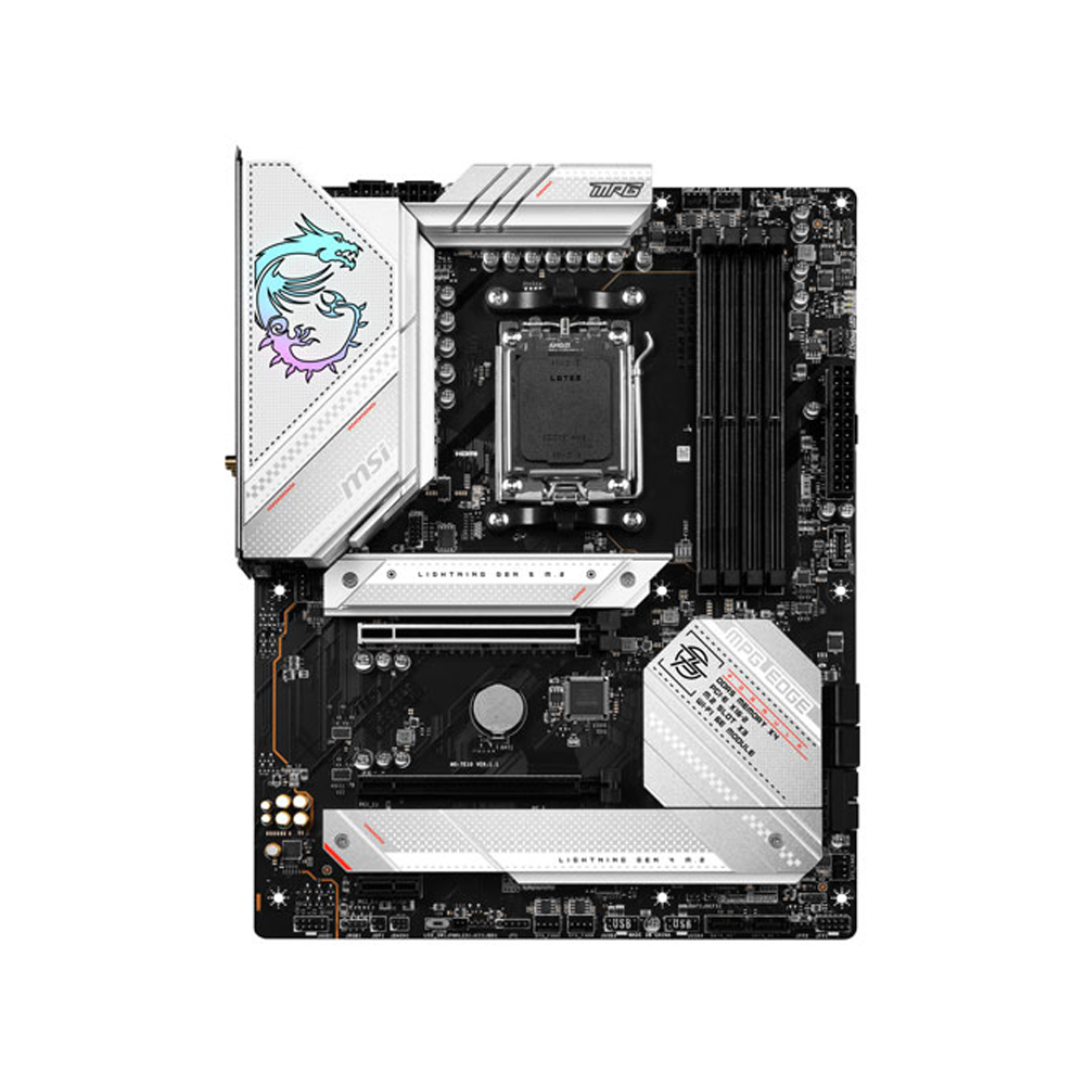 msi-mpg-b650-edge-motherboard-up MSI MPG B650 edge Wi-Fi motherboard up view