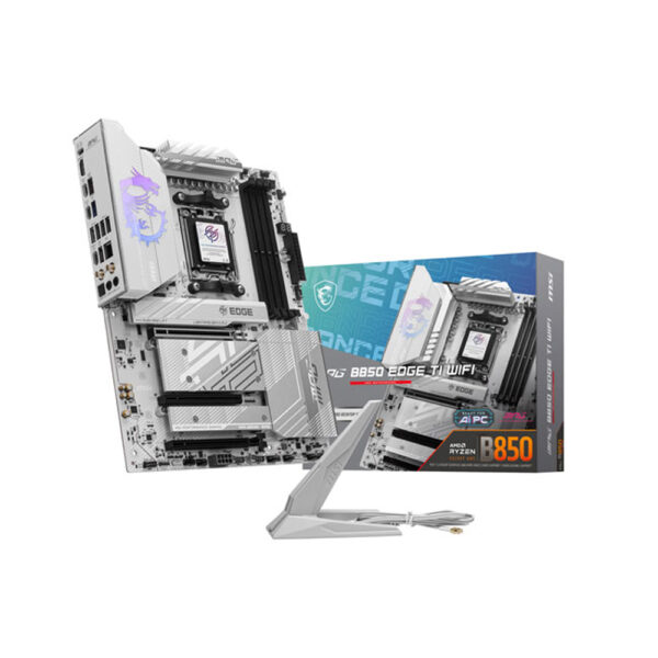 MSI MPG B850 edge TI Wi-Fi motherboard with box and wireless