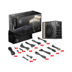 msi platinum megai1300p 1300w atx modular power supply with box and cables