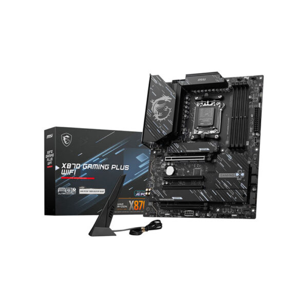 MSI X870 gaming plus Wi-Fi 7 motherboard with box and wireless