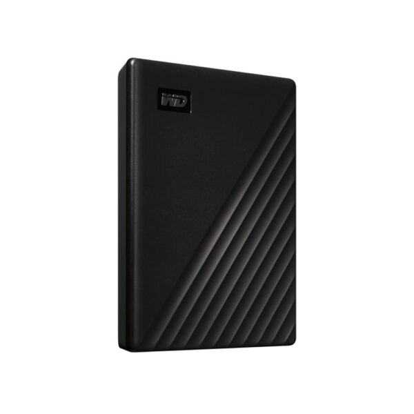 WD my passport 6TB USB 3.2 external hard drive side view black color