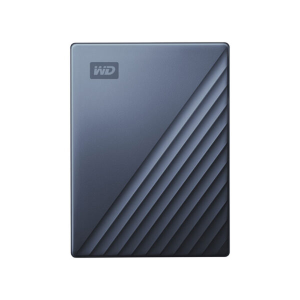 WD my passport ultra 5TB USB-C portable external hard drive front view blue color