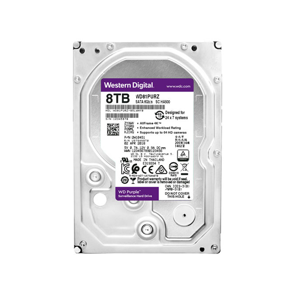 wd-purple-8tb-internal-hard-drive-back WD purple 8TB 3.5 inch SATA desktop internal hard drive back view