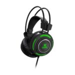 Rapoo VPRO VH600 black gaming headset with virtual 7.1 channel audio for immersive PC gaming.