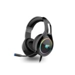 Havit H2232D black gaming headset with LED lighting, 3.5mm USB connection, and 50mm drivers for immersive sound