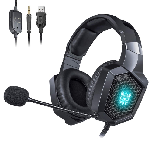 ONIKUMA K8 wired stereo over-ear gaming headset with vibrant RGB lighting