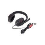 Ergonomic Ovleng Q7 USB gaming headphones showing comfortable earcups and adjustable microphone.