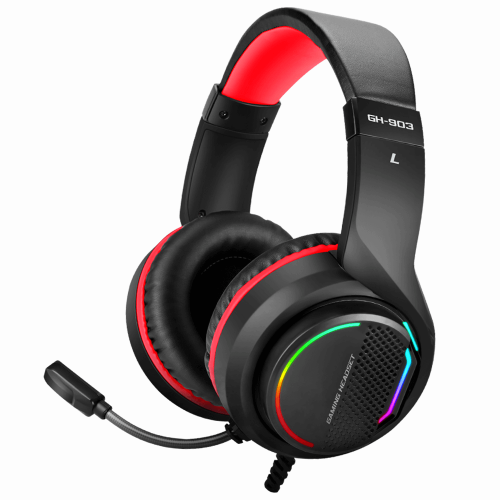 xtrike-me GH-903 black 7.1 surround wired gaming headset with backlit earcups and microphone