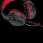 Angle view of xtrike-me GH-903 black wired gaming headset, emphasizing durable cable and immersive audio design