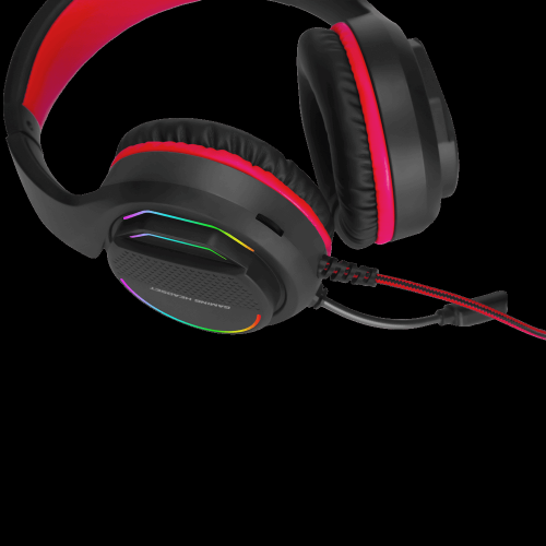 14635945_4 Angle view of xtrike-me GH-903 black wired gaming headset, emphasizing durable cable and immersive audio design