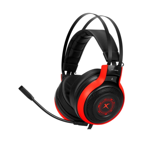 Xtrike Me GH-908 red 7.1 surround wired gaming headset with adjustable microphone, clear audio.