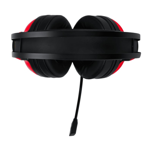 14635947_2 Rear view of Xtrike Me GH-908 red 7.1 surround gaming headset, showing wired connection and controls.