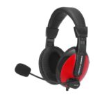 Red Xtrike Me HP-307 wired on-ear gaming headset with microphone, front view.