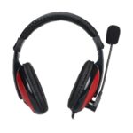 Xtrike Me HP-307 red wired gaming headset, top angle revealing headband and cable.
