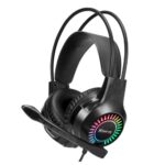 Black Xtrike Me GH-709 wired gaming headset with backlit earcups and adjustable microphone