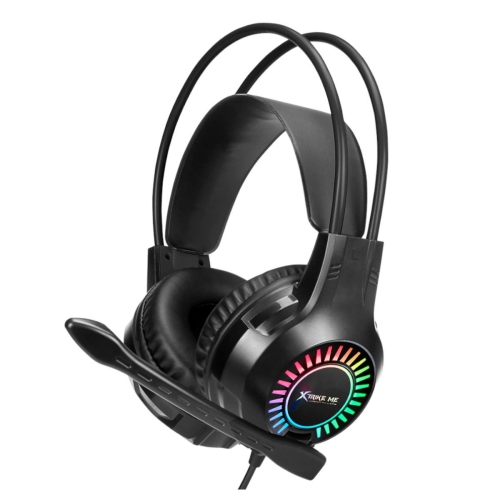 Black Xtrike Me GH-709 wired gaming headset with backlit earcups and adjustable microphone