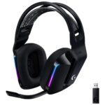 Logitech G733 LIGHTSPEED RGB wireless gaming headset in sleek black, front view