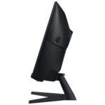 Side profile of Samsung Odyssey G5 34" 165Hz monitor, highlighting sleek curved design and stand