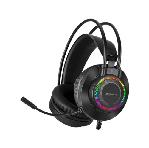 Black Xtrike Me GH-509 wired stereo gaming headset with RGB backlight and boom microphone for immersive play.