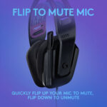 Detailed view of the soft memory foam earcups on the Logitech G335 black headset.
