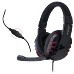 Escape wired stereo gaming headset in red with volume control and flexible microphone