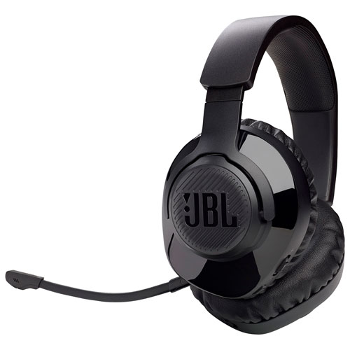 Black JBL Quantum 350 wireless gaming headset for immersive audio.