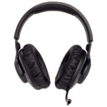 Detachable boom microphone on the JBL Quantum 350 wireless gaming headset for clear communication.