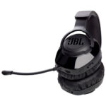 JBL Quantum 350 black wireless gaming headset with USB dongle and charging cable.