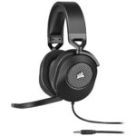Corsair HS65 Surround wired gaming headset in black, delivering immersive audio for PC, PS4, PS5