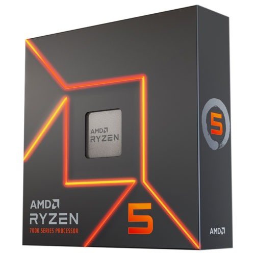 Front view of AMD Ryzen 5 7600X 6-core 4.7GHz AM5 desktop processor