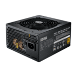 MWE Gold 850W 80 Plus fully modular ATX power supply by Cooler Master, showcasing cable connection ports