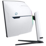 Samsung 57" 8K Ultra HD curved gaming monitor showcasing its impressive size and dimensions