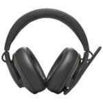 JBL Quantum 910 black wireless gaming headset, side view showcasing comfortable earcups and controls.