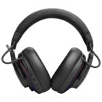 JBL Quantum 910 black wireless headset, rear view highlighting adjustable headband and sleek design.