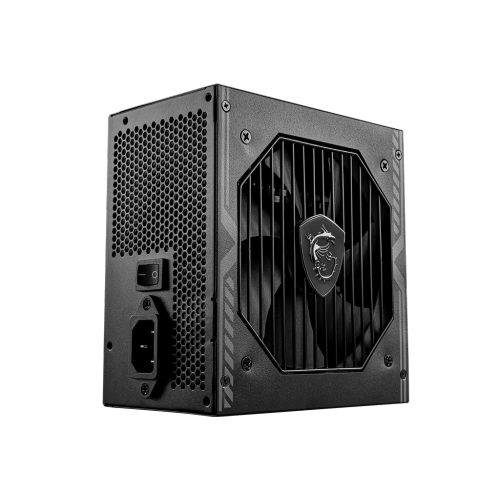 17361689_2 Front view of the MSI A550BN 80 Bronze 550W PSU, highlighting the low-noise cooling fan